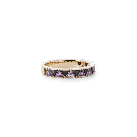 Protection Ring S_YG × Black Spinel × Amethyst