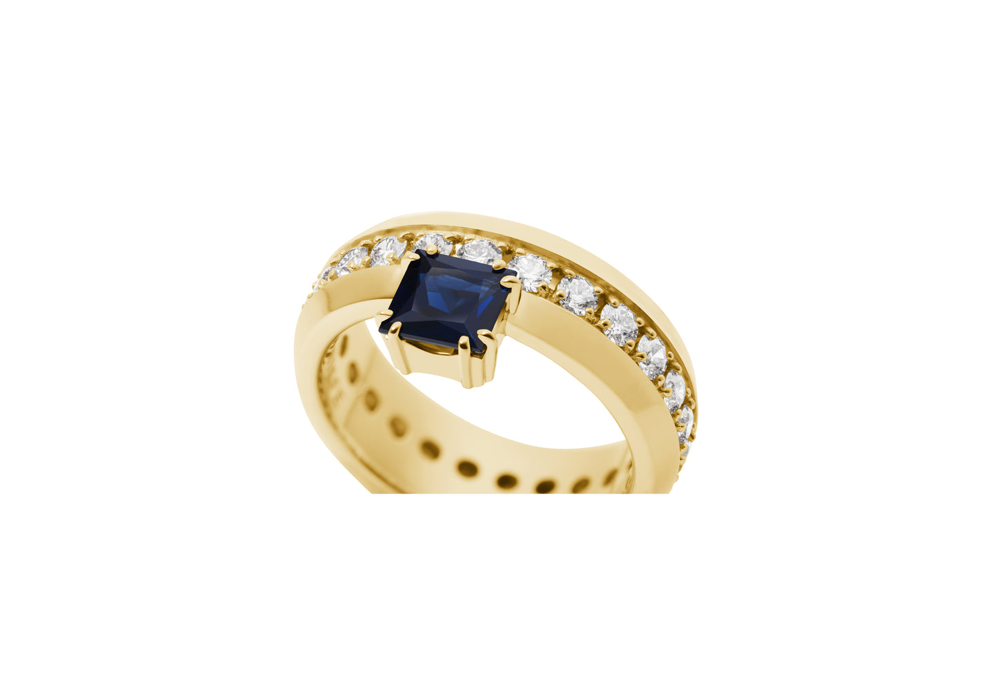 Fidelity Ring_YG × Blue Sapphire × White Dia 1.35ct