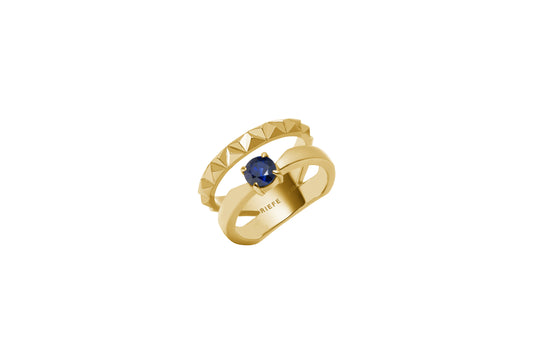 Rugged Bond Ring_YG × Blue Sapphire