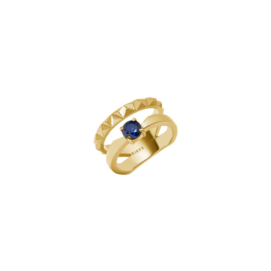 Rugged Bond Ring_YG × Blue Sapphire