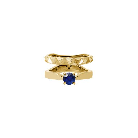 Rugged Bond Ring_YG × Blue Sapphire