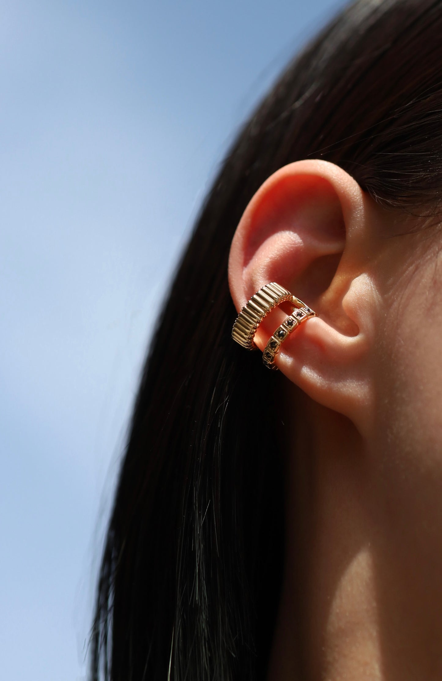 Pile Ear Cuff_YG × Black Dia 0.36ct