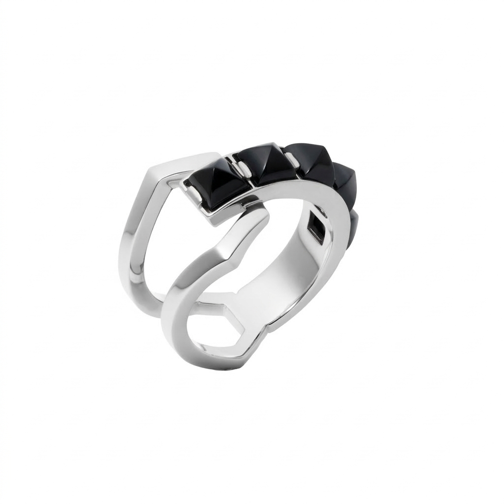 Arc Ring_SV925 × Black Spinel × Howlite