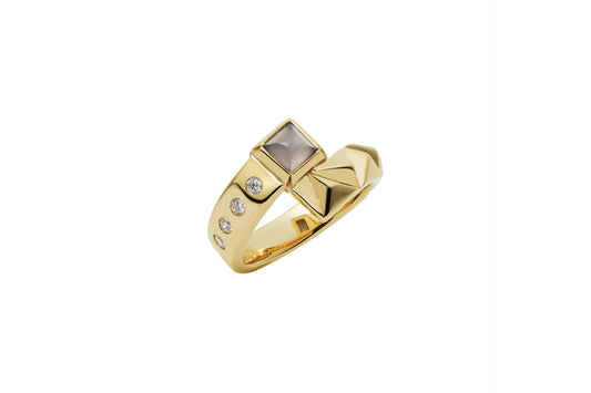 Rugged Luxe Ring_YG × Gray Moon Stone