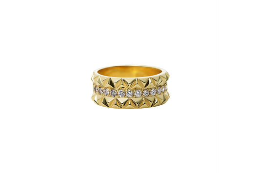 Rugged Combo Ring_YG × White Dia 0.50ct