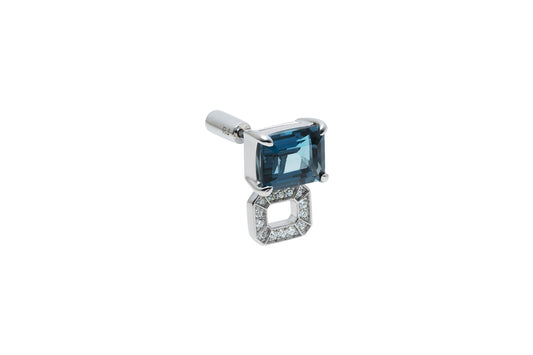 Incomplete Earring_WG × London Blue Topaz × White Dia 0.10ct
