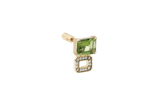 Incomplete Earring_YG × Peridot × White Dia 0.10ct