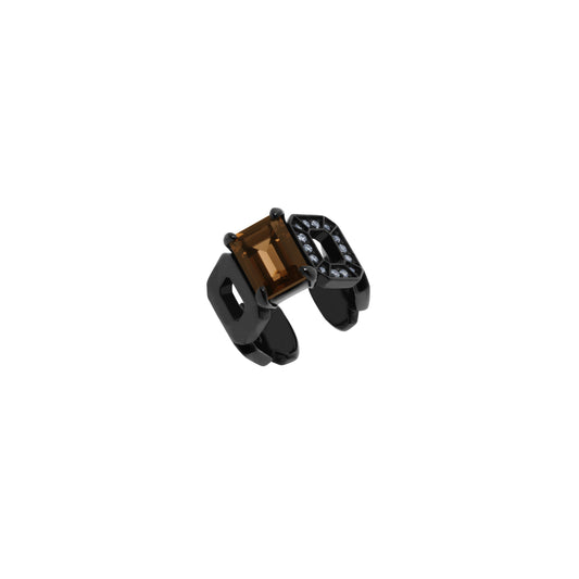 Incomplete Ear Cuff_SV925 × Smoky Quartz × White Dia 0.10ct
