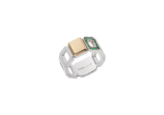 Incomplete Ring_SV925 × Yellow Gold × Emerald