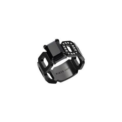 Incomplete Ring_SV925 × Black Spinel × White Dia 0.10ct