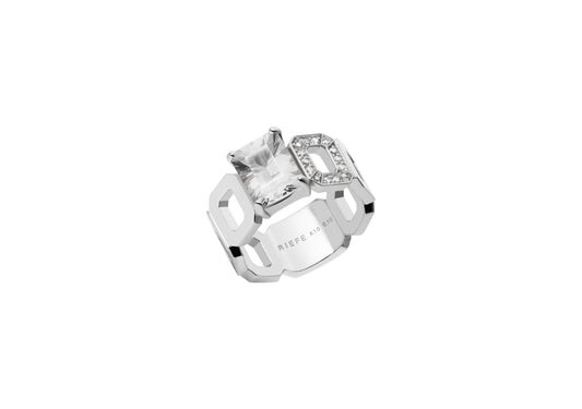 Incomplete Ring_WG × White Topaz × White Dia 0.10ct