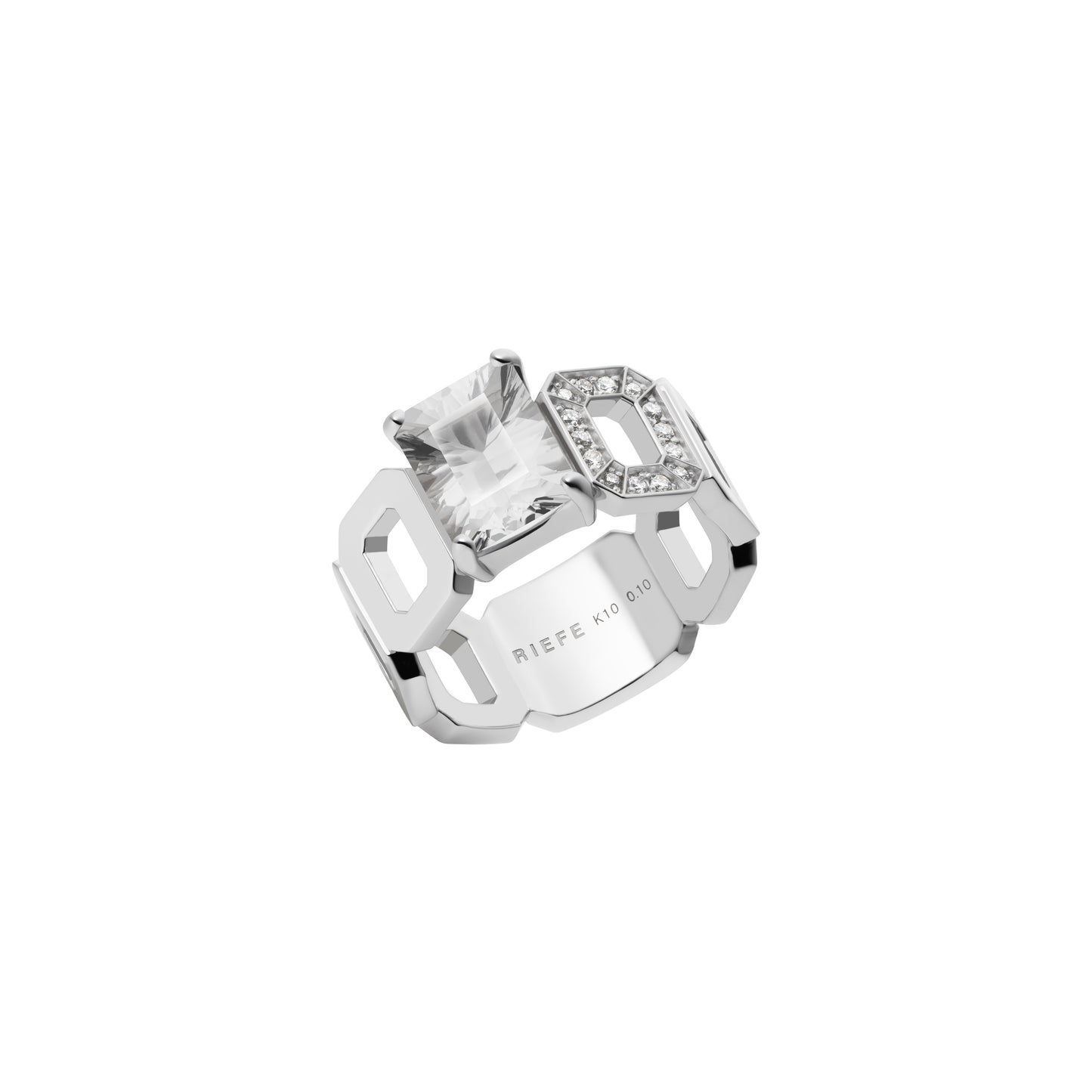 Incomplete Ring_WG × White Topaz × White Dia 0.10ct