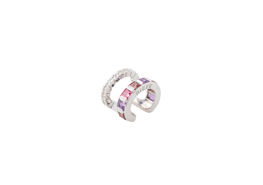 Alignment Ear Cuff_WG × Pink Tourmaline × Garnet × Amethyst
