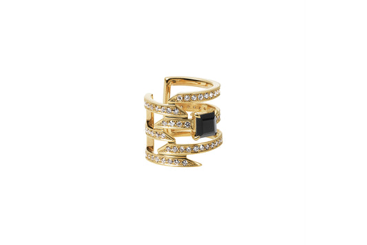 Offset Ear Cuff_YG × Black Onyx × White Dia(optional)