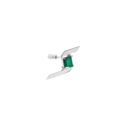 Offset Earring_WG × Green Agate × White Dia(optional)