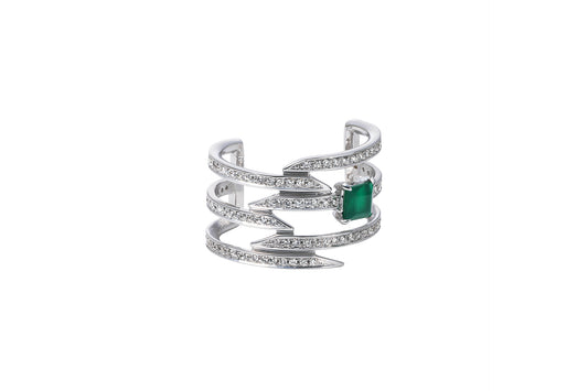 Offset Ring_WG × Green Agate ×White Dia(optional)