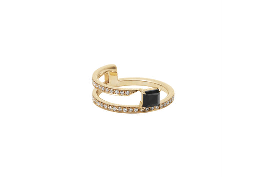 Offset Ring_YG × Black Onyx ×White Dia(optional)