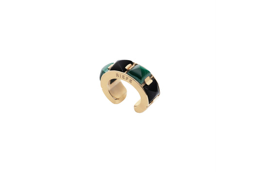 Arc Ear Cuff_SV925 × Malachite × Black Onyx