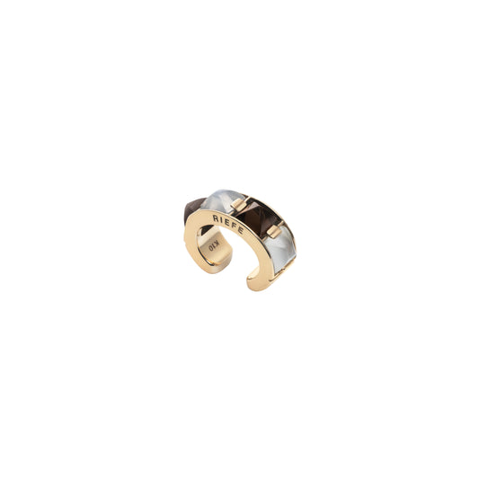 Arc Ear Cuff_YG × Smoky Quartz × Moon Stone