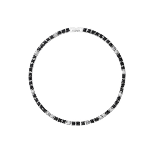 Arc Necklace_SV925 × Black Spinel × Howlite