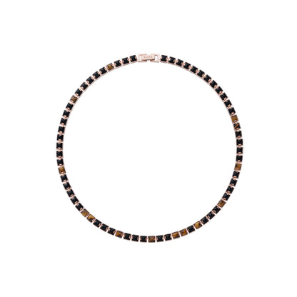 Arc Necklace_SV925 × Black Onyx × Tiger Eye