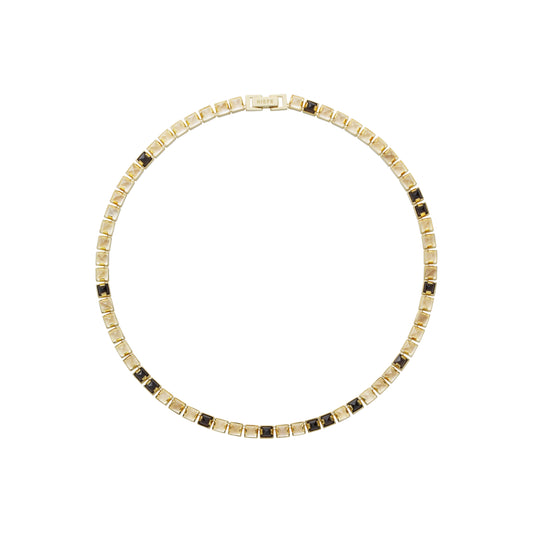 Arc Necklace_SV925 × Smoky Quartz × Moon Stone