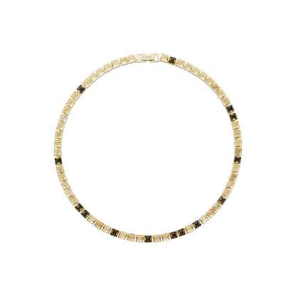 Arc Necklace_SV925 × Smoky Quartz × Moon Stone
