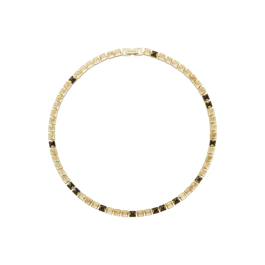 Arc Necklace_SV925 × Smoky Quartz × Moon Stone