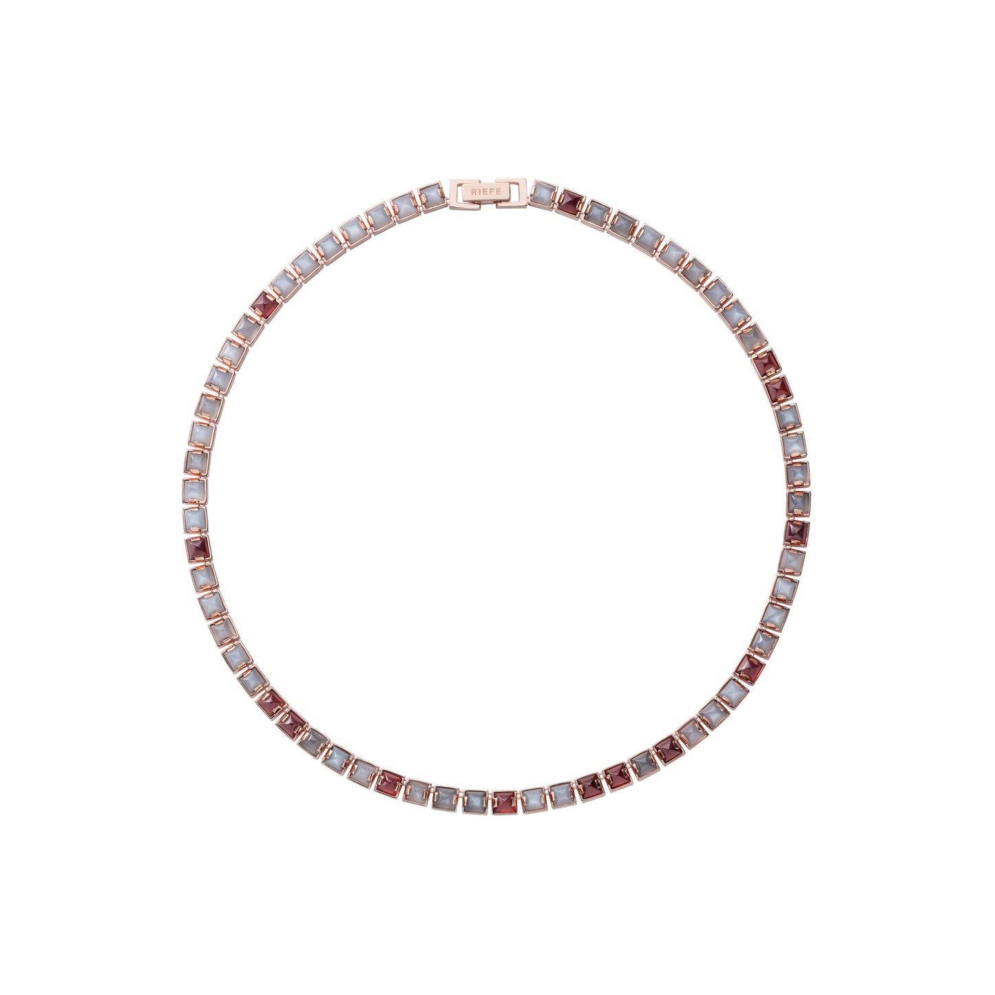 Arc Necklace_SV925 × Gray Moon Stone × Garnet