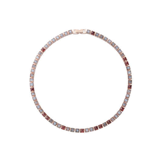 Arc Necklace_SV925 × Gray Moon Stone × Garnet