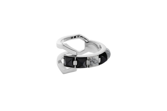 Arc Ring_SV925 × Black Spinel×  Howlite