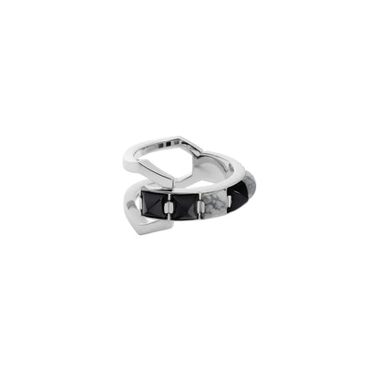Arc Ring_SV925 × Black Spinel×  Howlite