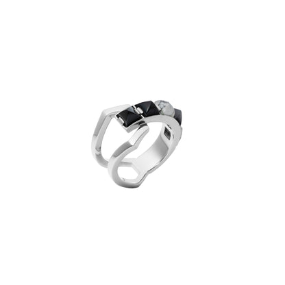 Arc Ring_SV925 × Black Spinel×  Howlite