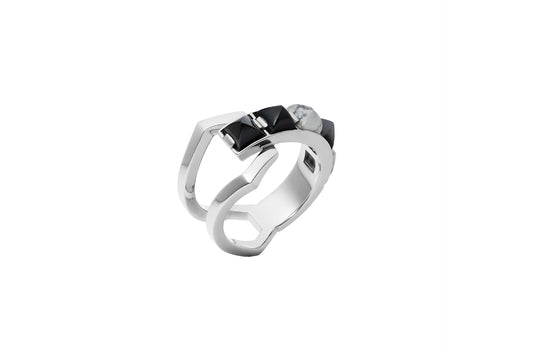Arc Ring_SV925 × Black Spinel×  Howlite