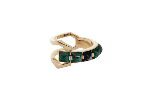 Arc Ring_SV925 × Malachite×  Black Onyx