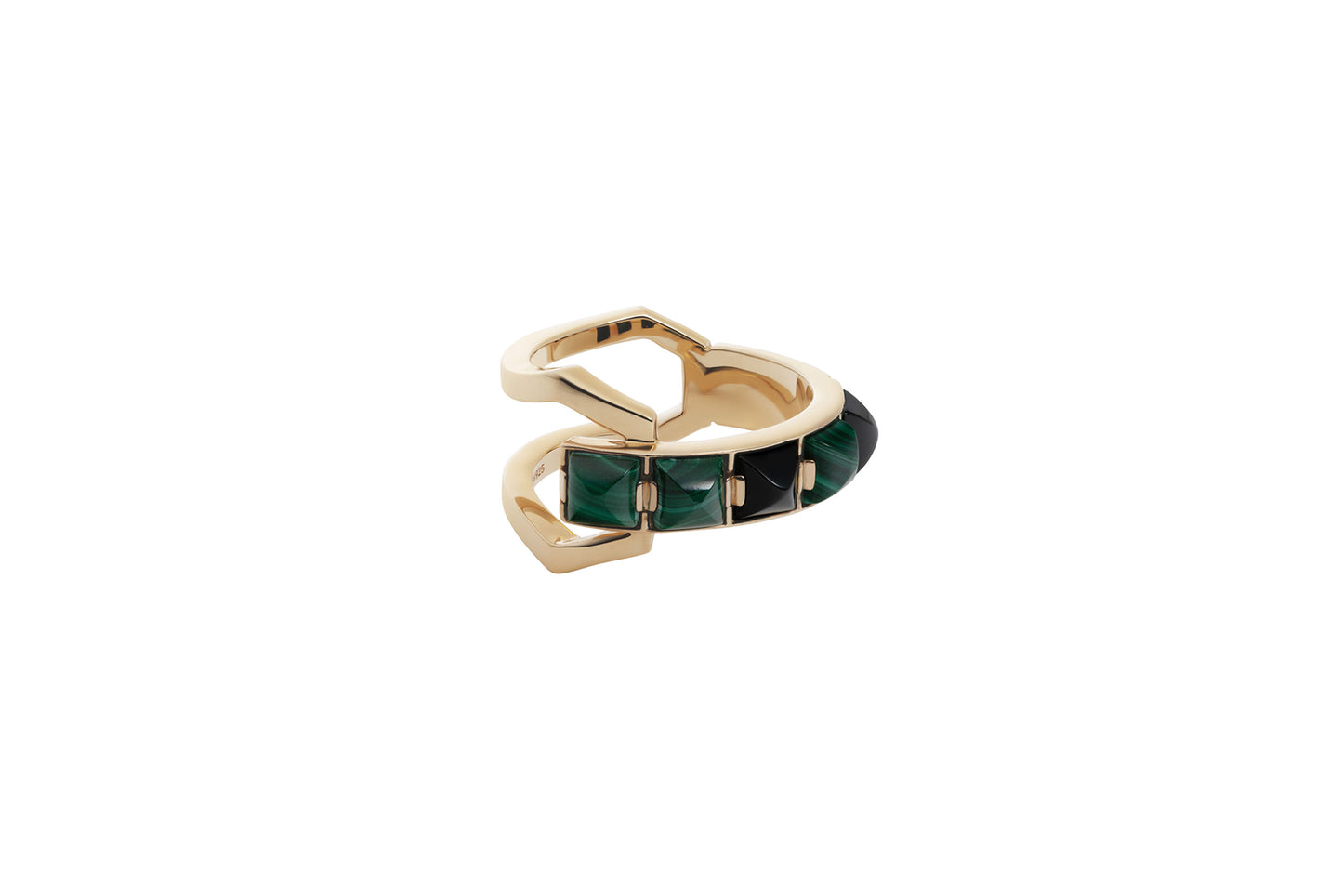 Arc Ring_SV925 × Malachite×  Black Onyx