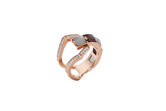 Arc Ring_PG × Gray Moon Stone × Garnet