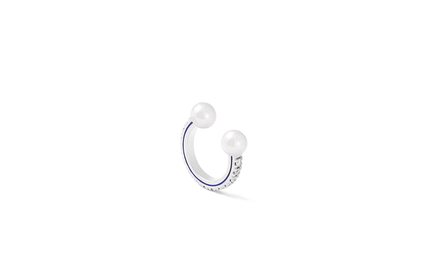 Comfy Ear Cuff_WG × White Dia 0.13ct × Blue EPO