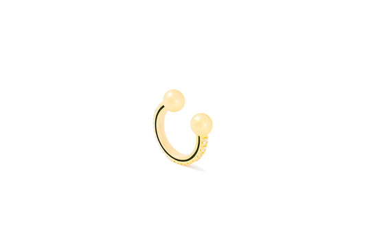 Comfy Ear Cuff_YG × White Dia 0.13ct × Black EPO