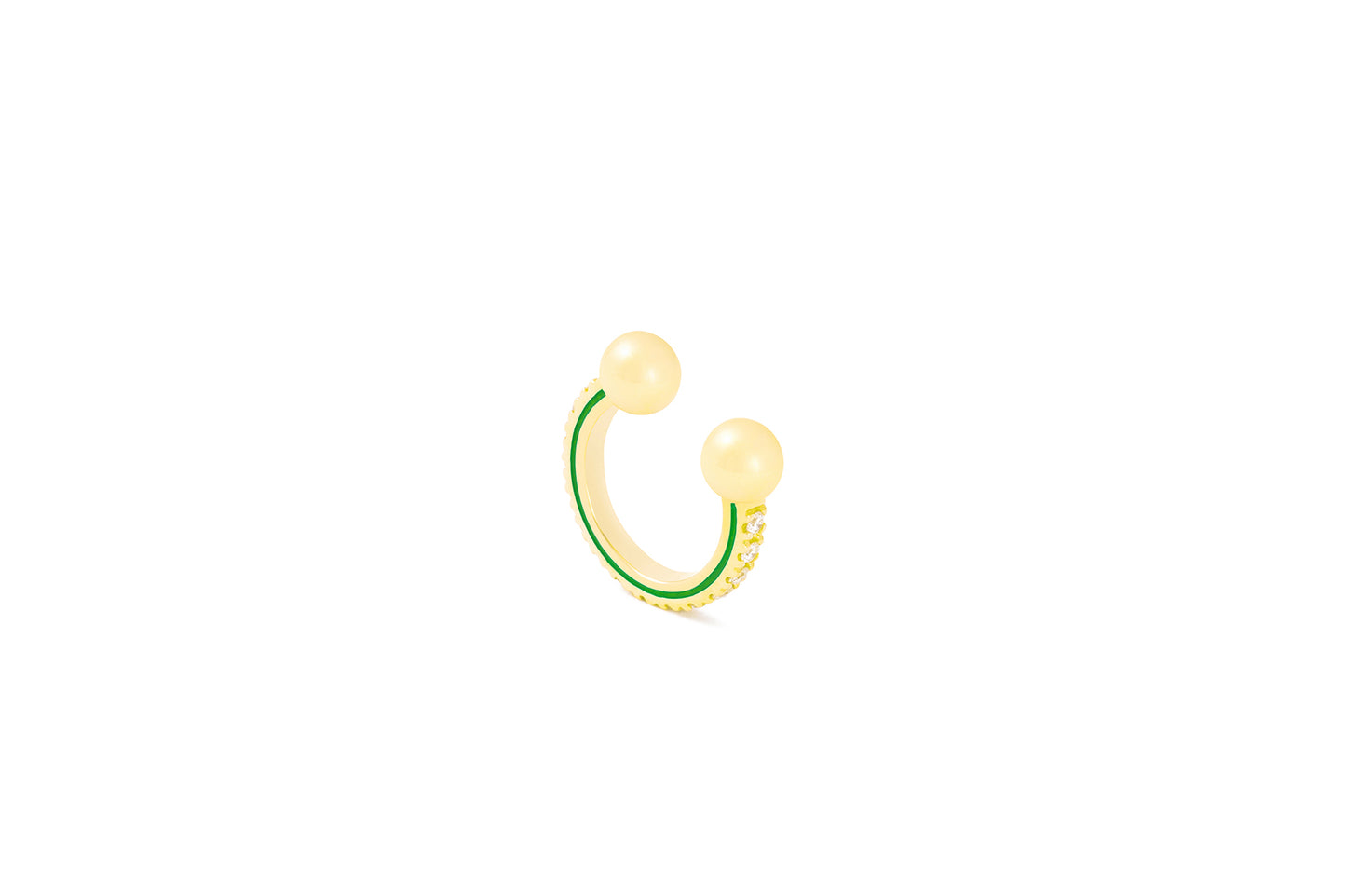 Comfy Ear Cuff_YG × White Dia 0.13ct × Green EPO