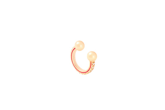 Comfy Ear Cuff_PG × White Dia 0.13ct × Red EPO