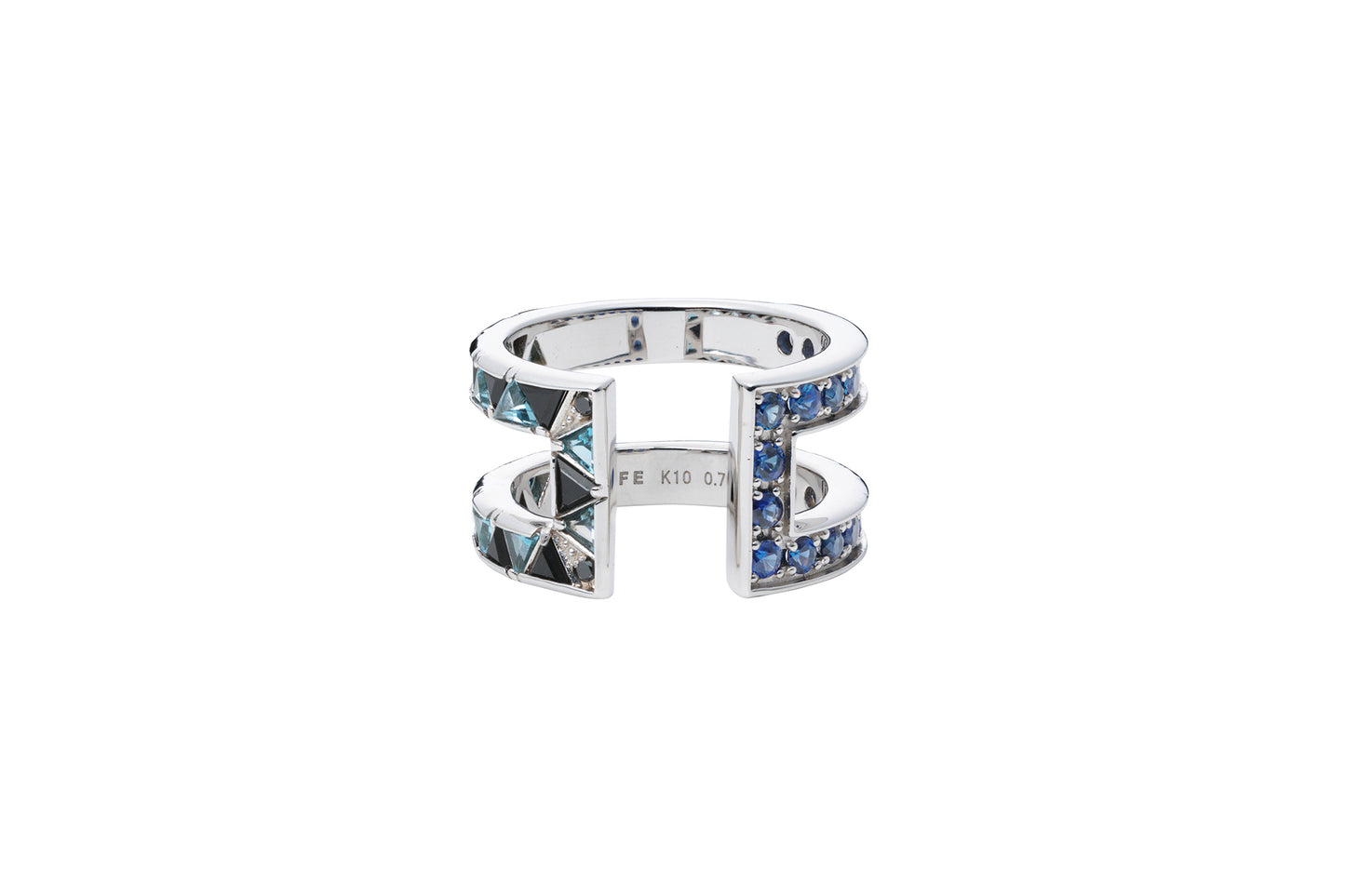 Protection Ring_WG × Blue Sapphire × Black Spinel × London Blue Topaz