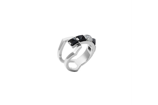 Arc Ring_SV925 × Black Spinel×  Howlite