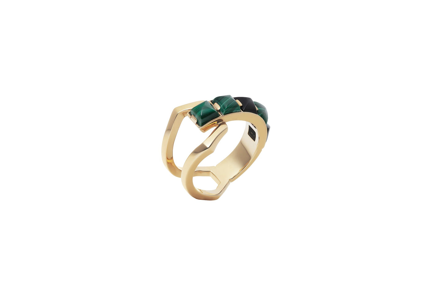 Arc Ring_SV925 × Malachite×  Black Onyx